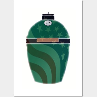 Big Green Egg - Green American Flag Overlay Posters and Art